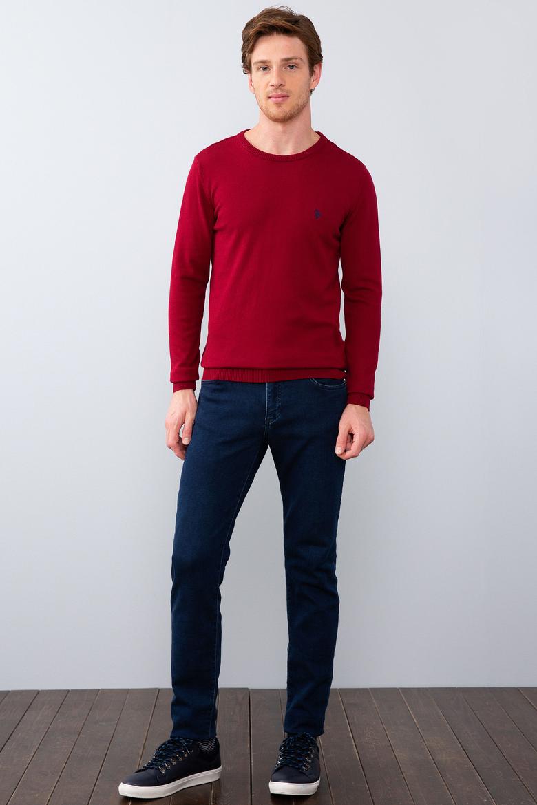 Erkek Bordo Bisiklet Yaka Triko Kazak Basic - 50211240052