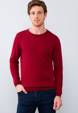 Erkek Bordo Bisiklet Yaka Triko Kazak Basic - 50211240052