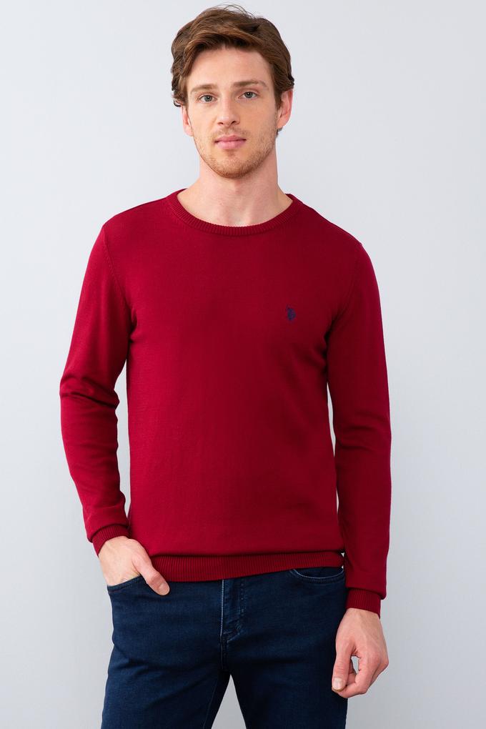 Erkek Bordo Bisiklet Yaka Triko Kazak Basic