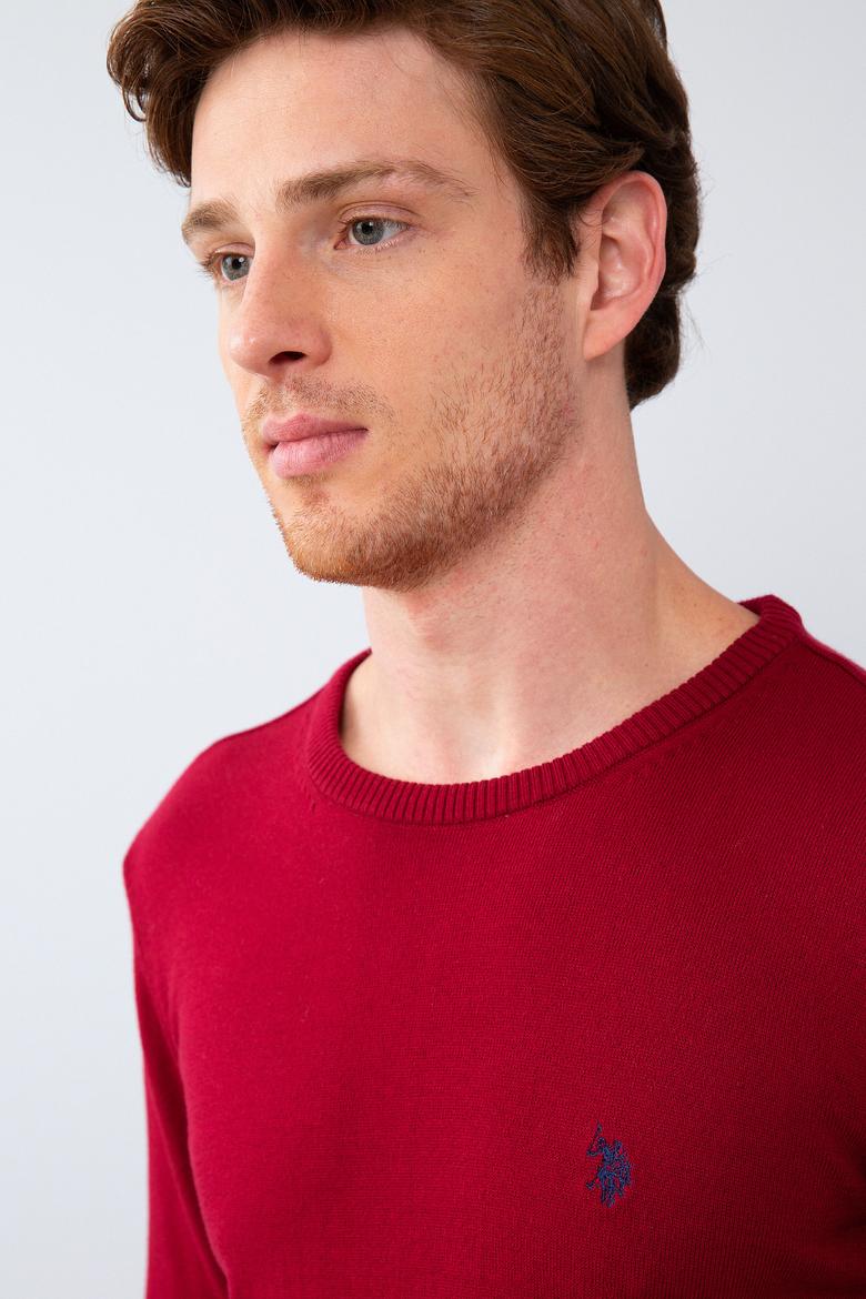 Erkek Bordo Bisiklet Yaka Triko Kazak Basic - 50211240052