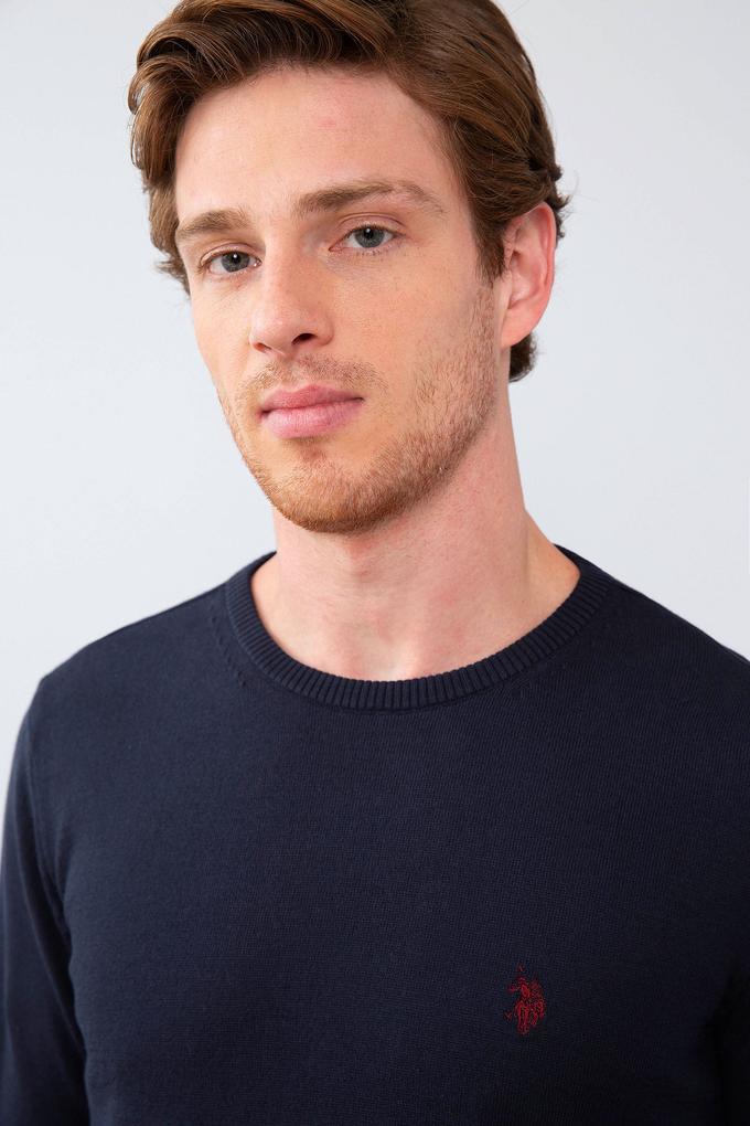 Erkek Lacivert Bisiklet Yaka Triko Kazak Basic