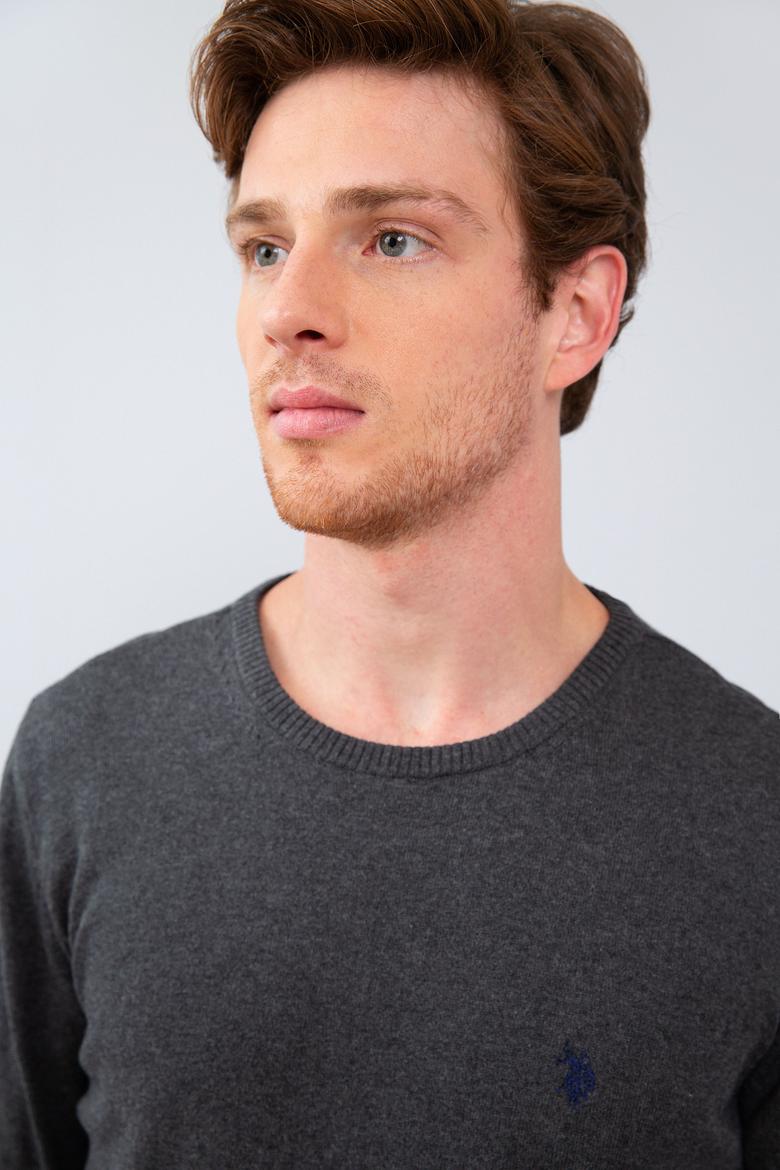 Erkek Antrasit Bisiklet Yaka Triko Kazak Basic - 50211240070