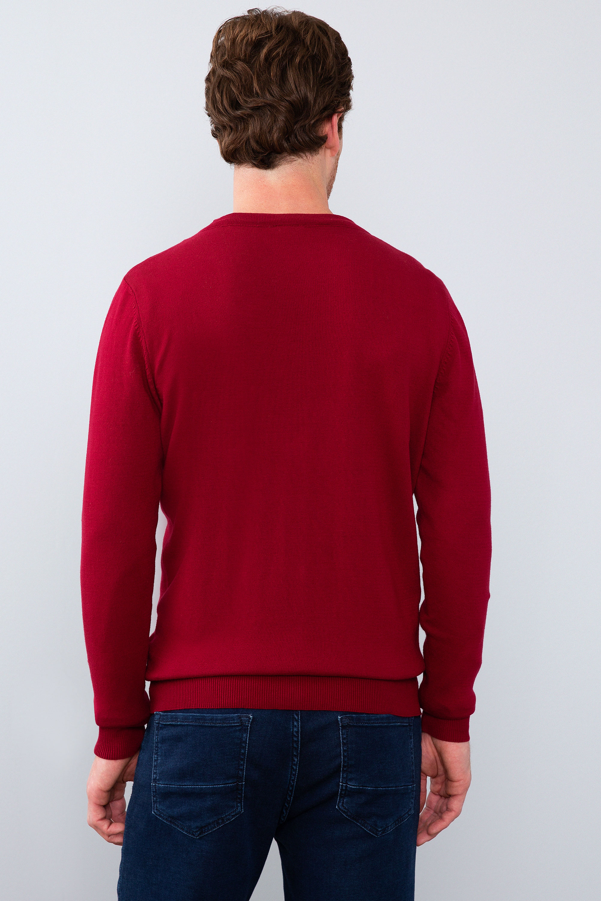 Erkek Bordo  Triko Hırka - Image 3