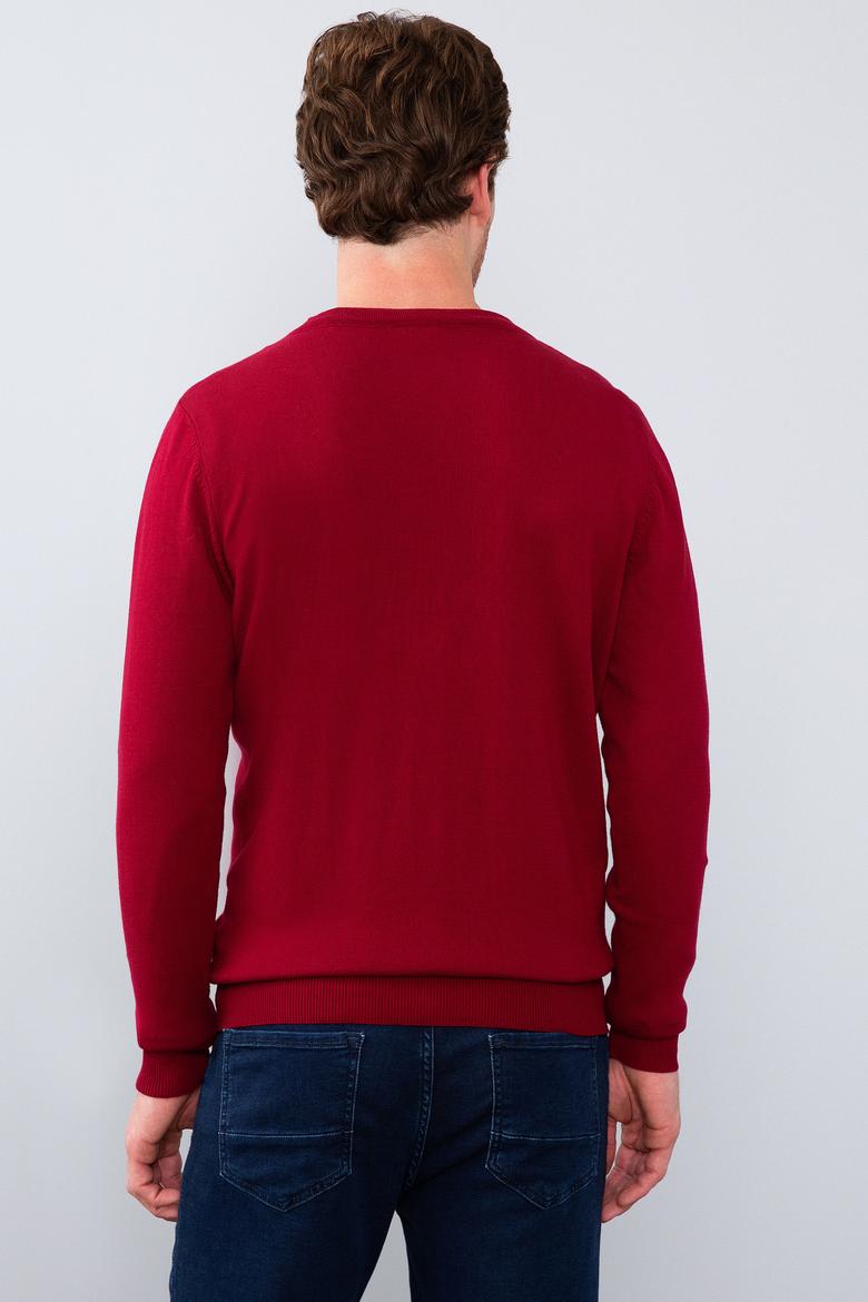 Erkek Bordo  Triko Hırka - 50211250019