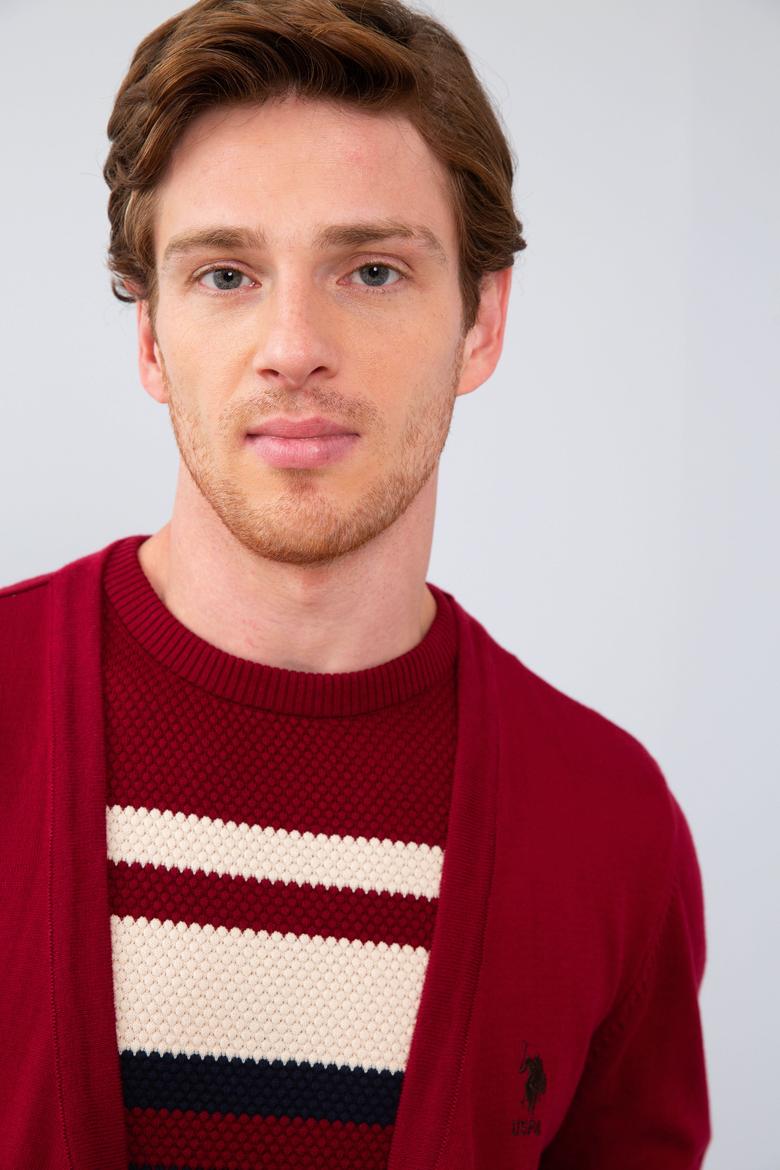 Erkek Bordo  Triko Hırka - 50211250019