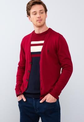 Erkek Bordo  Triko Hırka - 50211250019