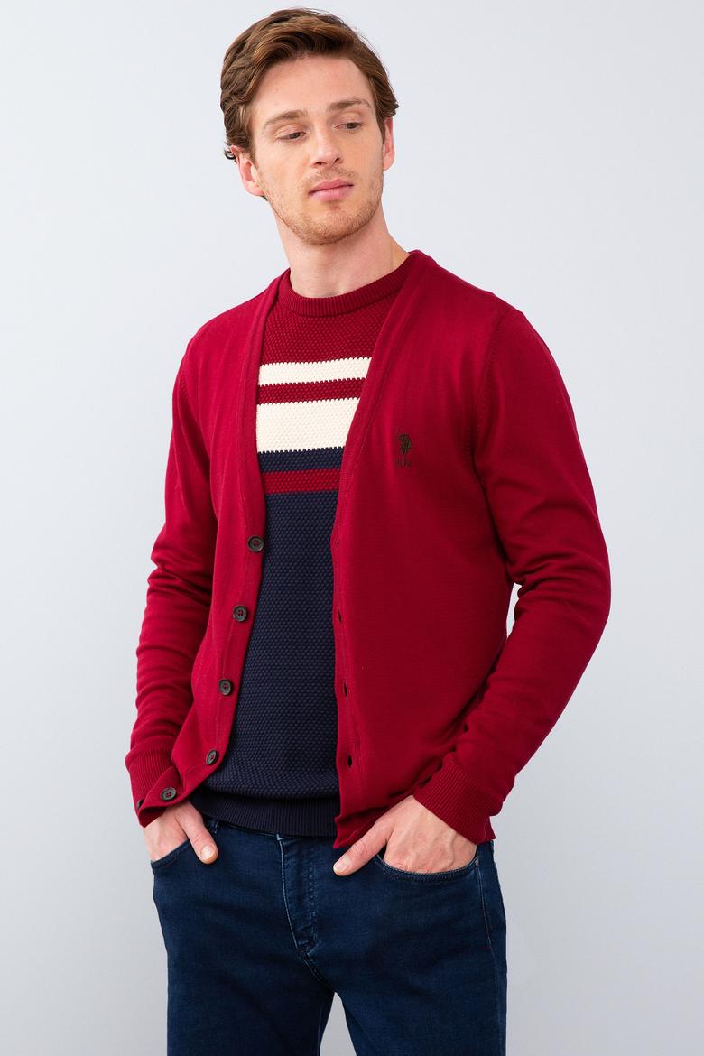 Erkek Bordo  Triko Hırka