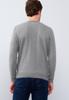 Erkek Gri Melanj  Triko Hırka - 50211250036