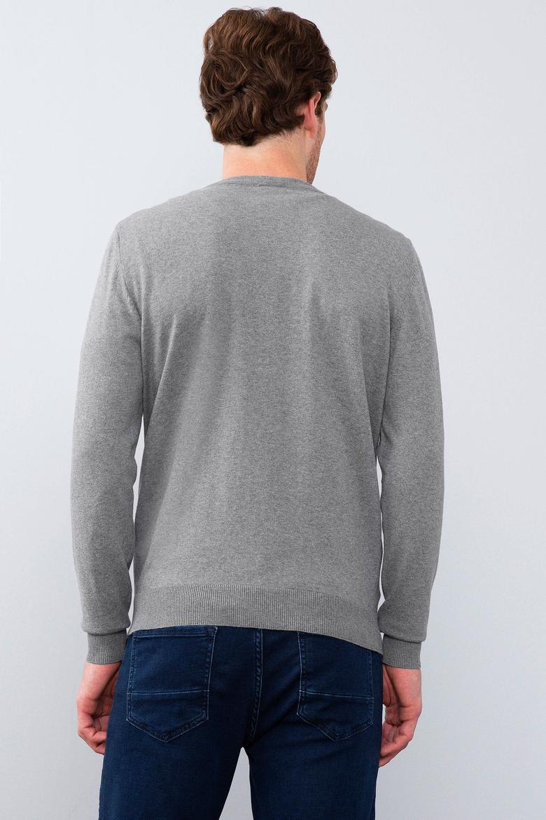 Erkek Gri Melanj  Triko Hırka - 50211250036