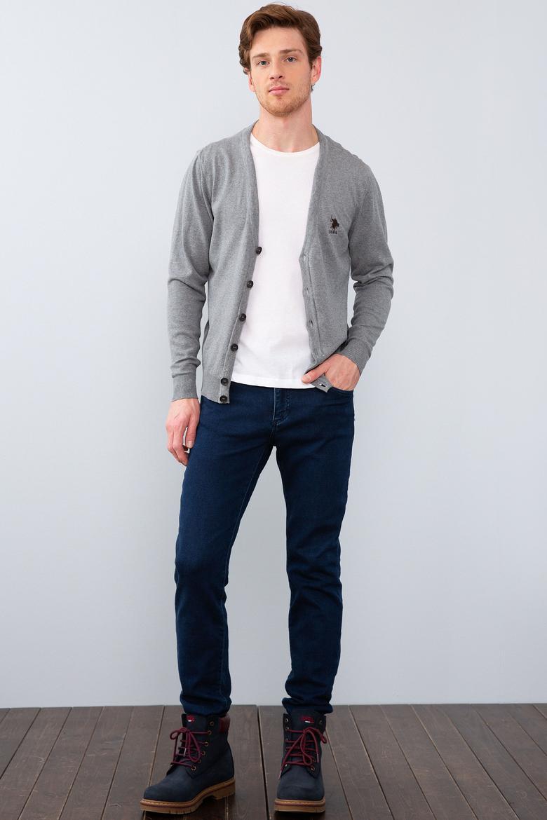 Erkek Gri Melanj  Triko Hırka - 50211250036