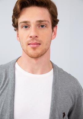 Erkek Gri Melanj  Triko Hırka - 50211250036