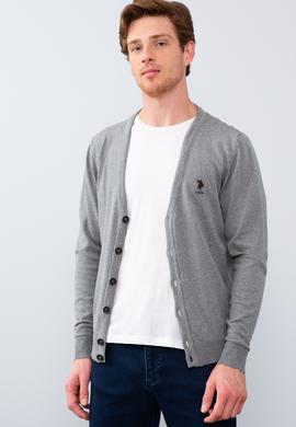 Erkek Gri Melanj  Triko Hırka - 50211250036