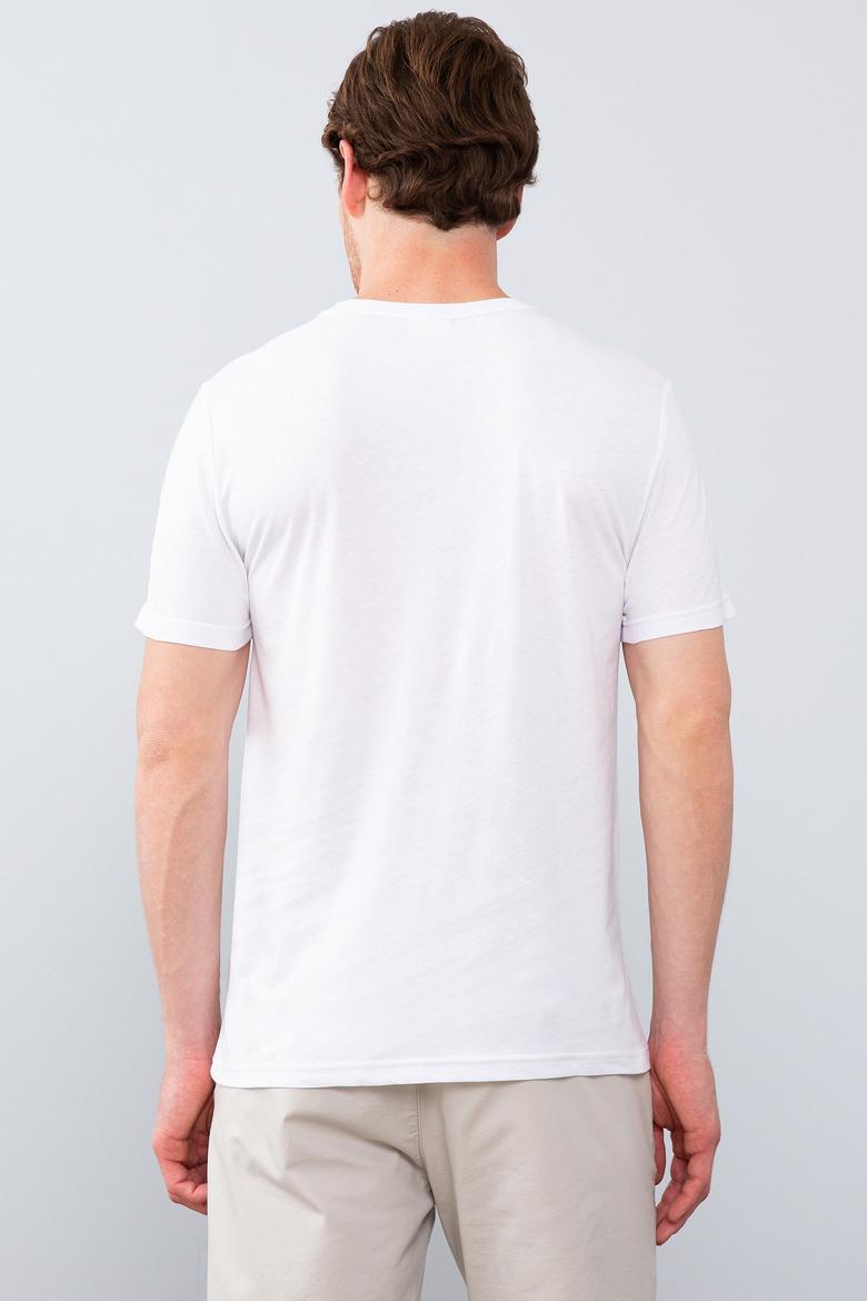 Erkek Beyaz Bisiklet Yaka T-Shirt - 50213567003