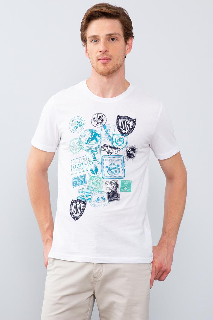 Erkek Beyaz Bisiklet Yaka T-Shirt