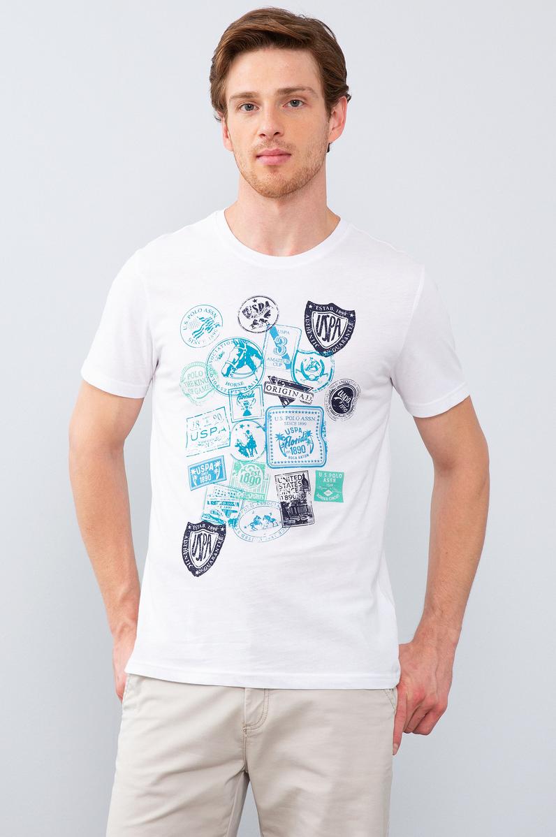 Erkek Beyaz Bisiklet Yaka T-Shirt