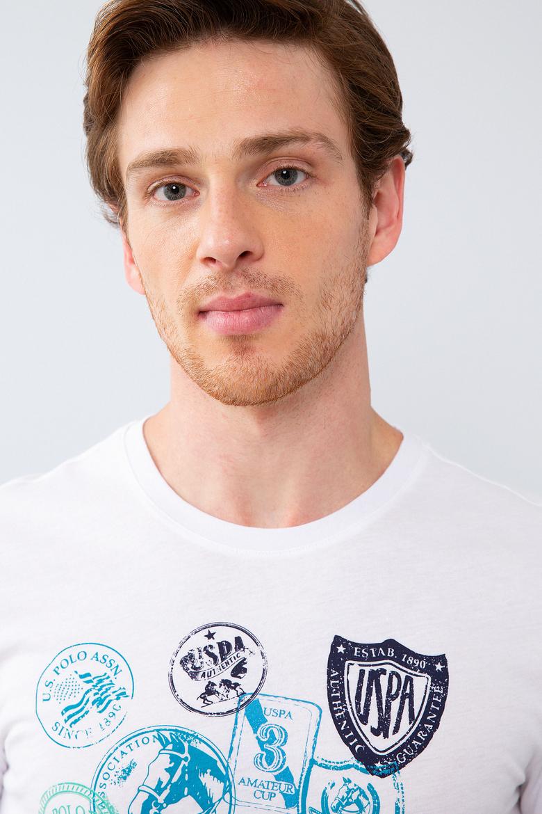 Erkek Beyaz Bisiklet Yaka T-Shirt - 50213567003