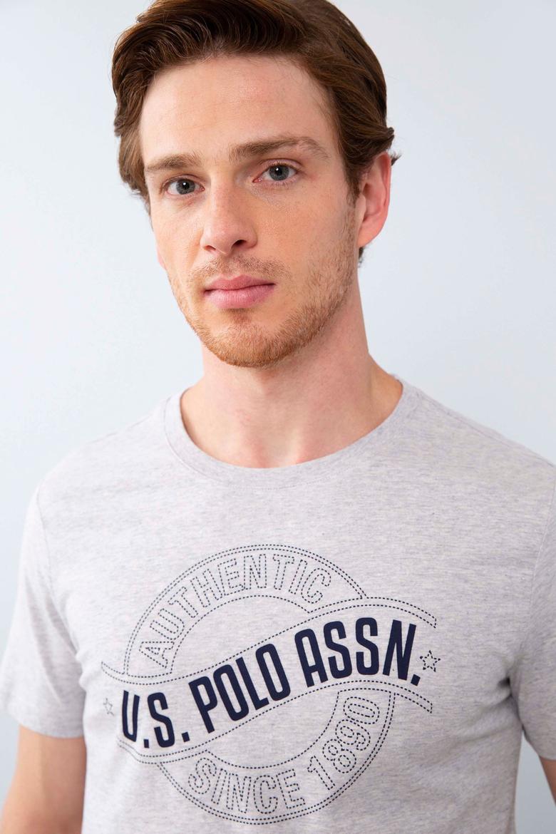 Erkek Açık Gri Melanj Tişört - 50213599008