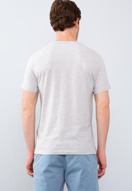 Erkek Açık Gri Melanj Tişört - 50213599008