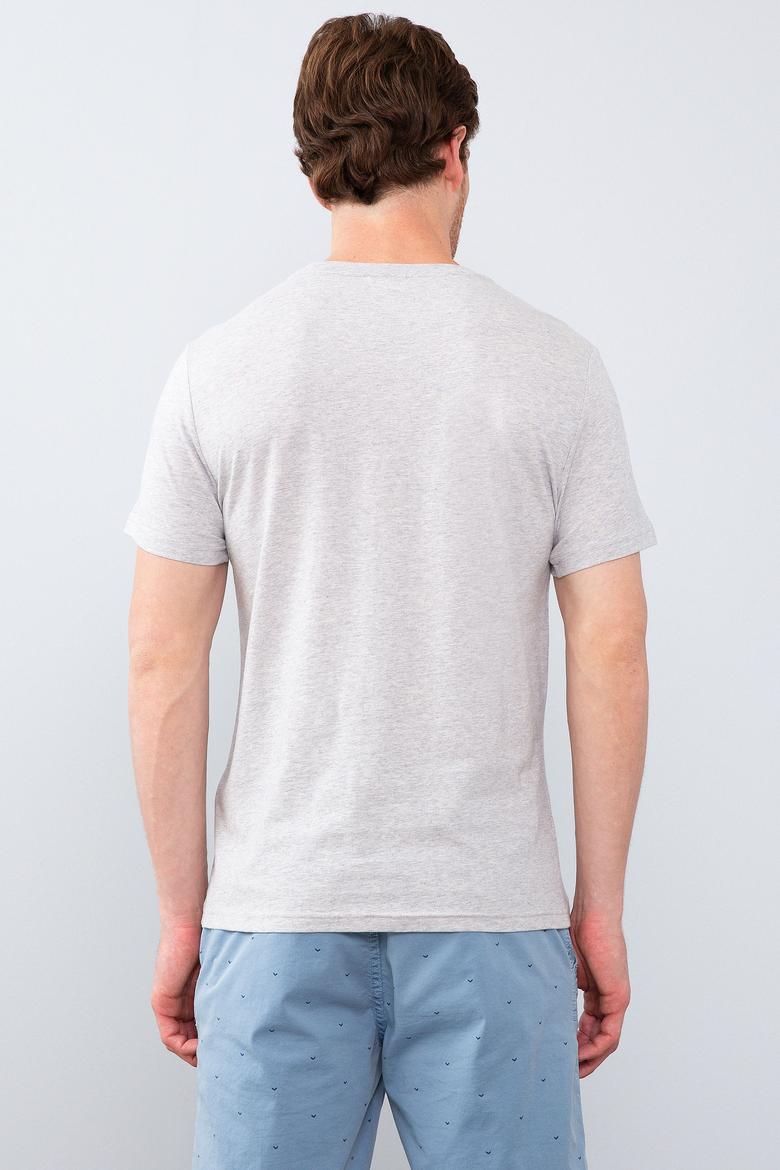 Erkek Açık Gri Melanj Tişört - 50213599008