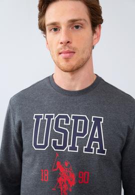 Erkek Koyu Gri Melanj Bisiklet Yaka Sweatshirt - 50213610007