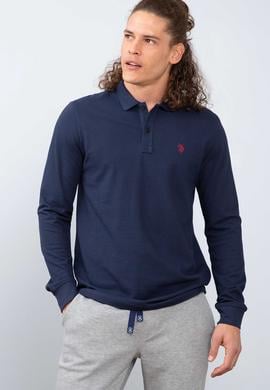 Erkek Lacivert Polo Yaka Sweatshirt Basic - 50213673074