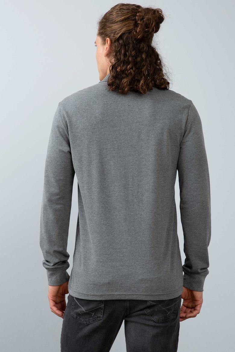 Erkek Antrasit Melanj Polo Yaka Sweatshirt Basic - 50213673110