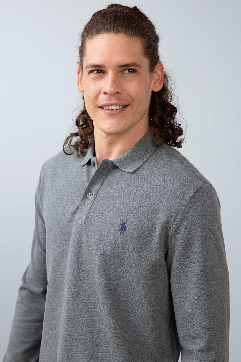 Erkek Antrasit Melanj Polo Yaka Sweatshirt Basic - 50213673110