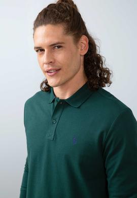 Erkek Koyu Yeşil Polo Yaka Sweatshirt Basic - 50213673097