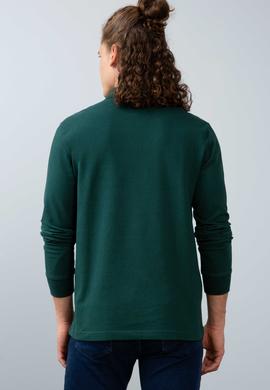 Erkek Koyu Yeşil Polo Yaka Sweatshirt Basic - 50213673097
