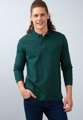 Erkek Koyu Yeşil Polo Yaka Sweatshirt Basic - 50213673097