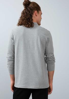 Erkek Gri Melanj Polo Yaka Sweatshirt Basic - 50213673122