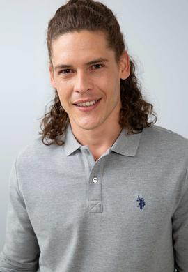 Erkek Gri Melanj Polo Yaka Sweatshirt Basic - 50213673122