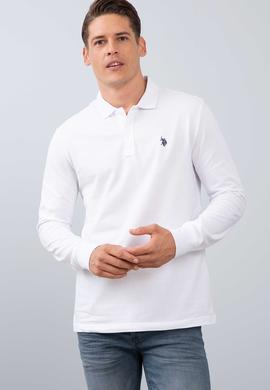 Erkek Beyaz Polo Yaka Sweatshirt Basic - 50213673029