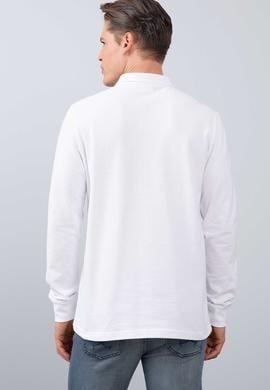 Erkek Beyaz Polo Yaka Sweatshirt Basic - 50213673029