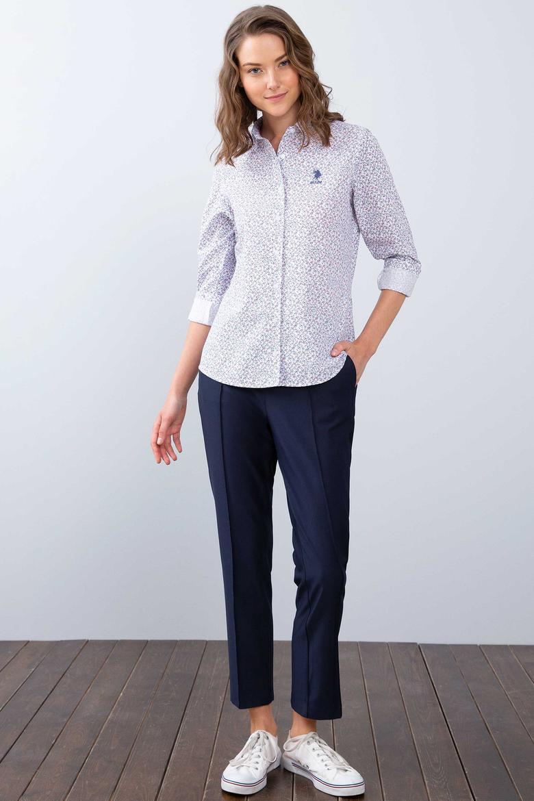 Kadın Kırmızı Desenli Gömlek Uzunkol - 50213880002