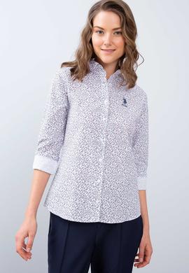 Kadın Kırmızı Desenli Gömlek Uzunkol - 50213880002