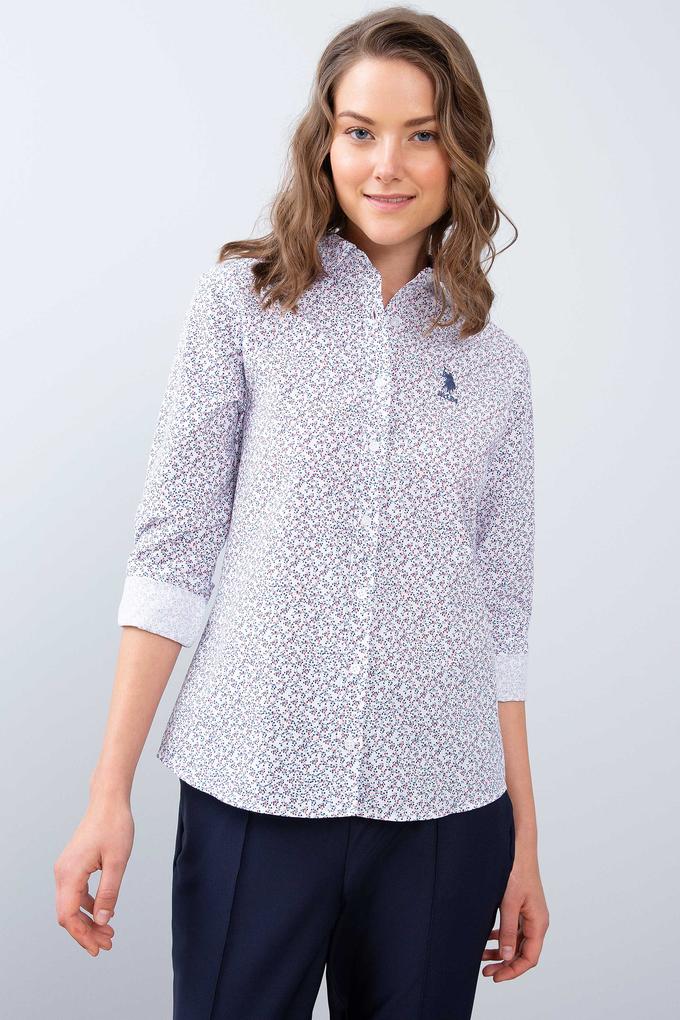 Kadın Kırmızı Desenli Gömlek Uzunkol