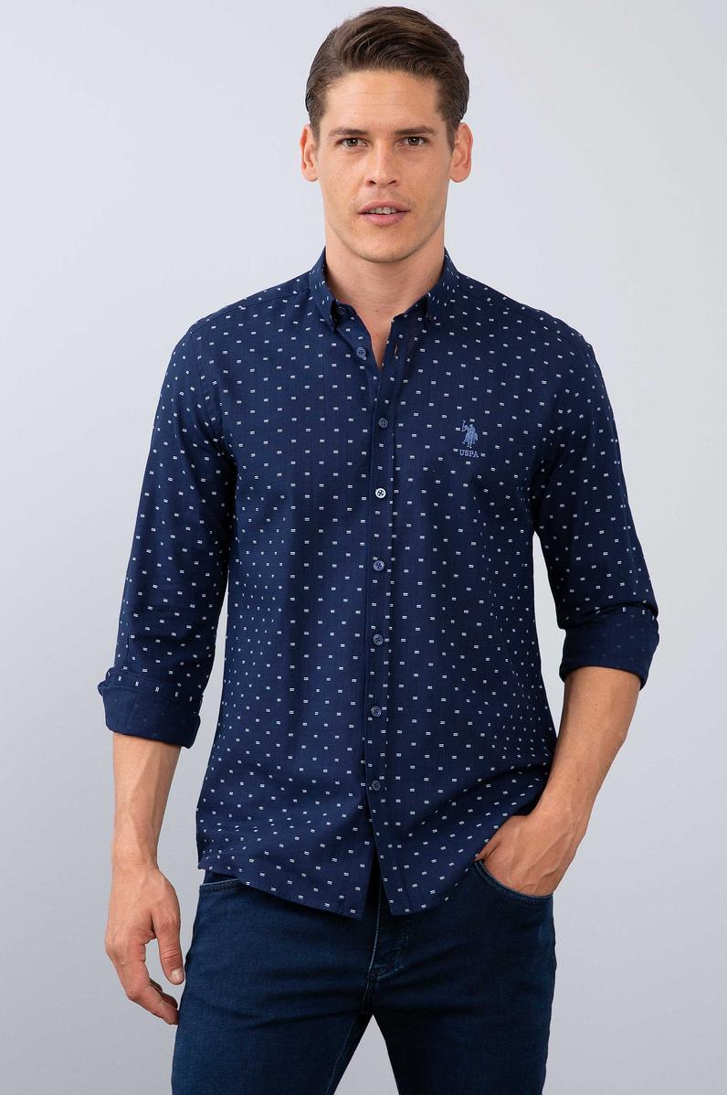 Erkek Lacivert Gömlek Uzunkol