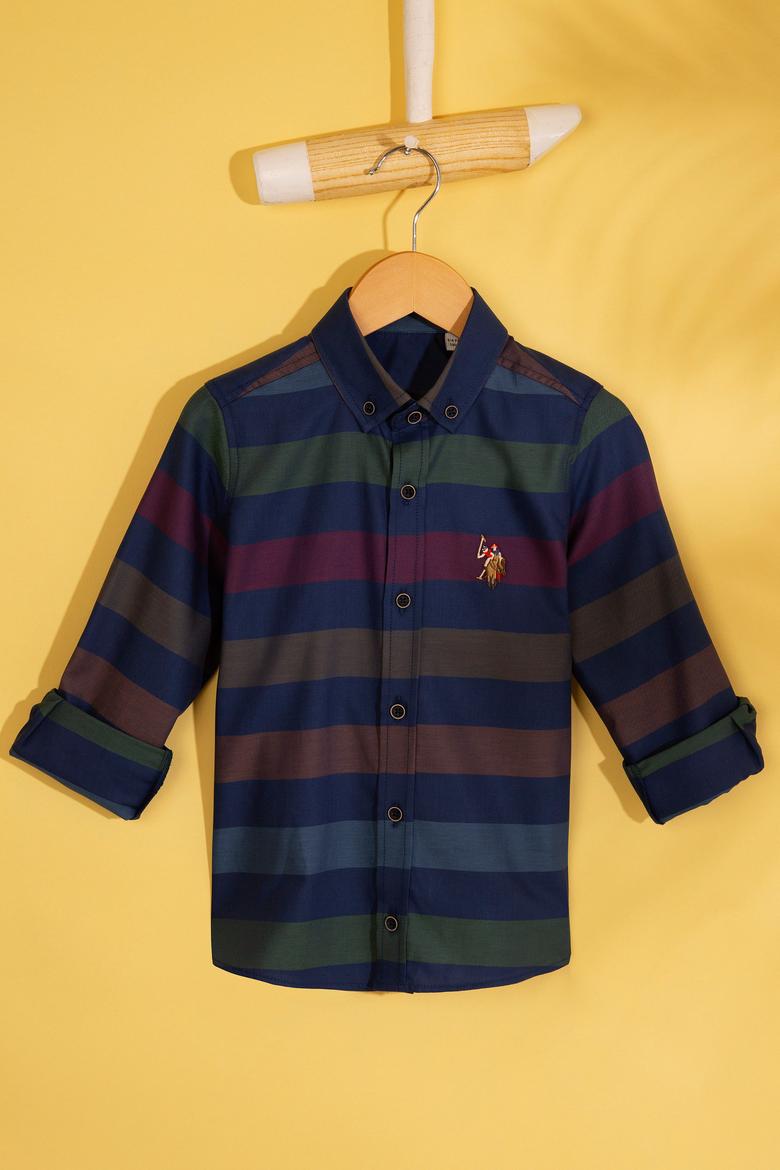 Erkek Çocuk Lacivert Gömlek Uzunkol