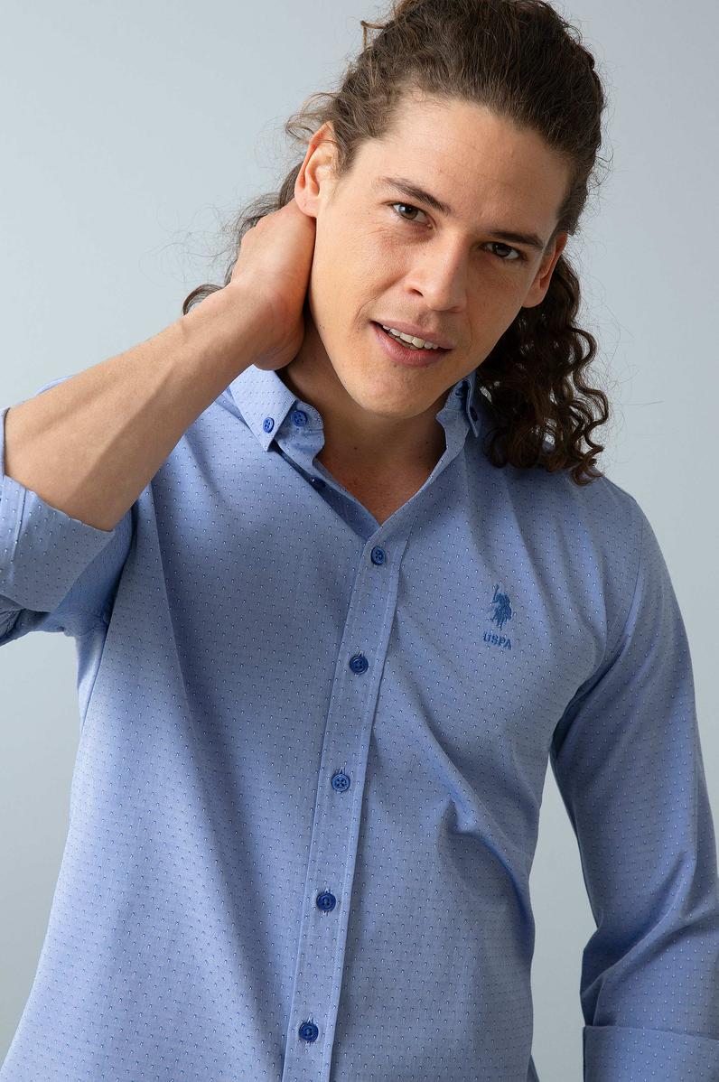 Erkek Mavi Gömlek Uzunkol