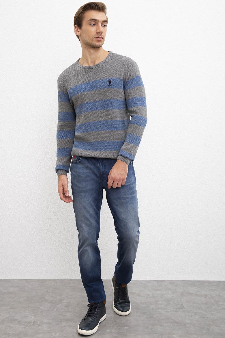 Erkek Gri Melanj Bisiklet Yaka Triko Kazak - 50205684017