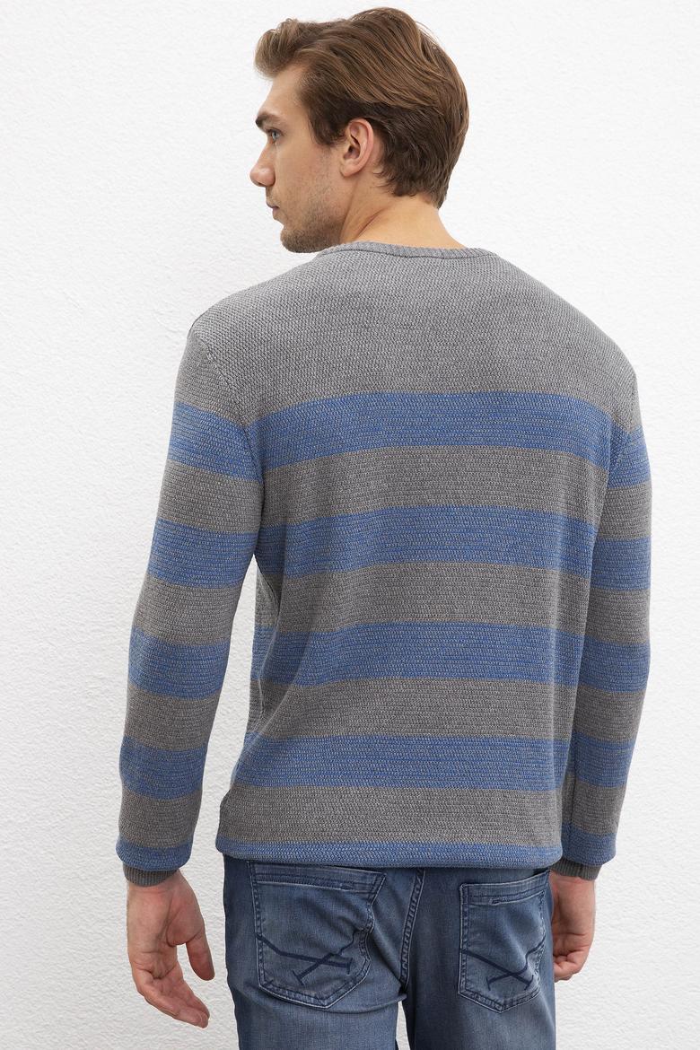 Erkek Gri Melanj Bisiklet Yaka Triko Kazak - 50205684017