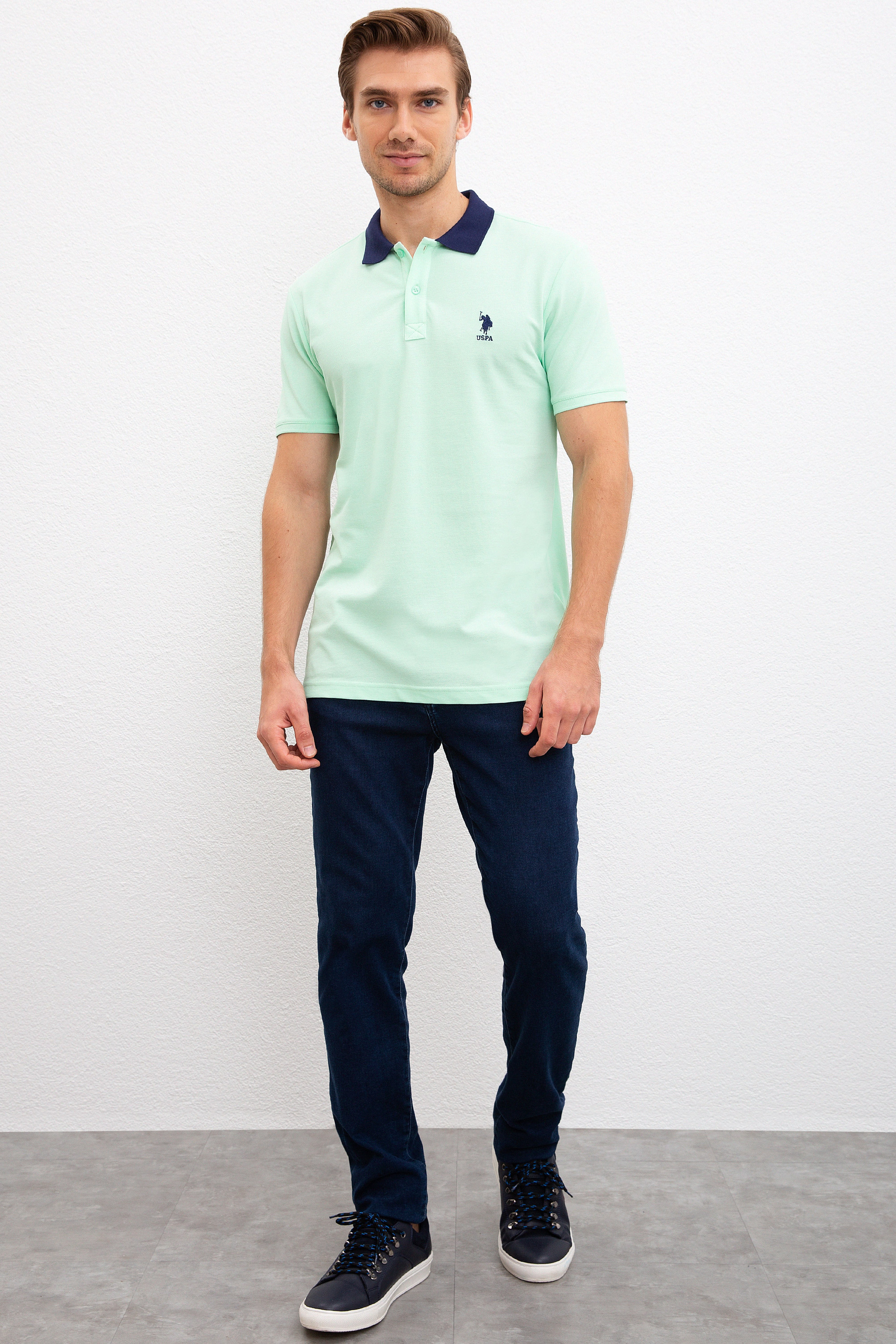 Erkek Yeşil Polo Yaka T-Shirt - Image 4