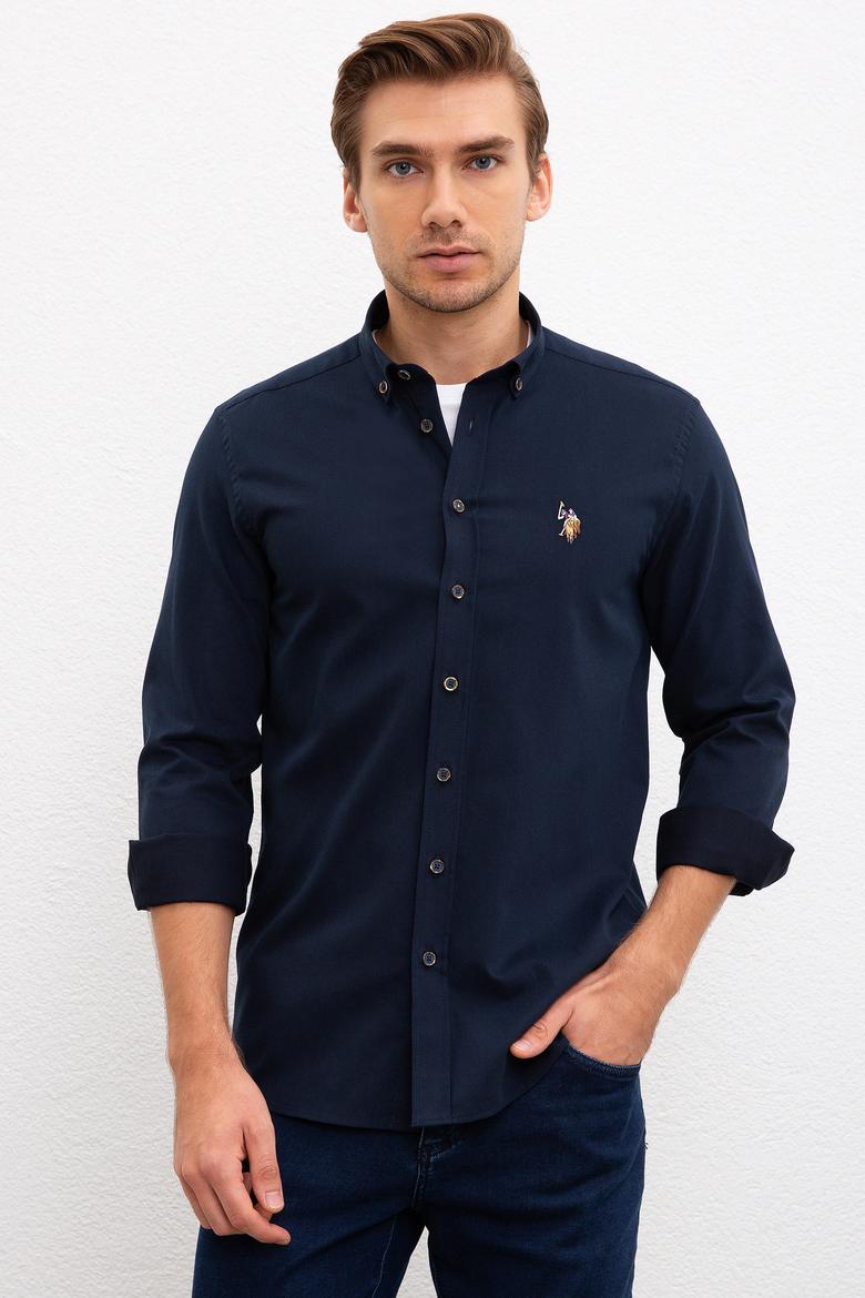 Erkek Lacivert Gömlek Uzunkol