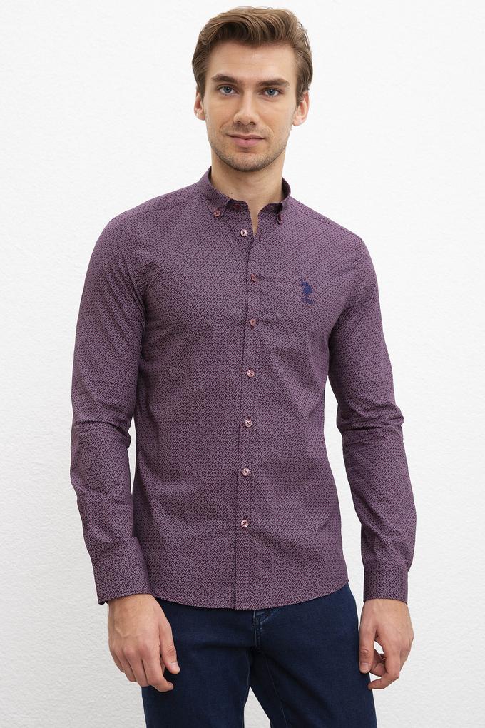 Erkek Bordo Uzun Kollu Gömlek