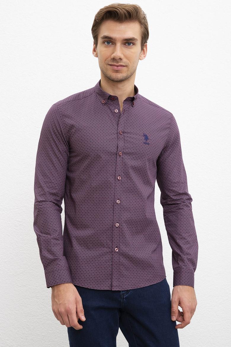 Erkek Bordo Uzun Kollu Gömlek