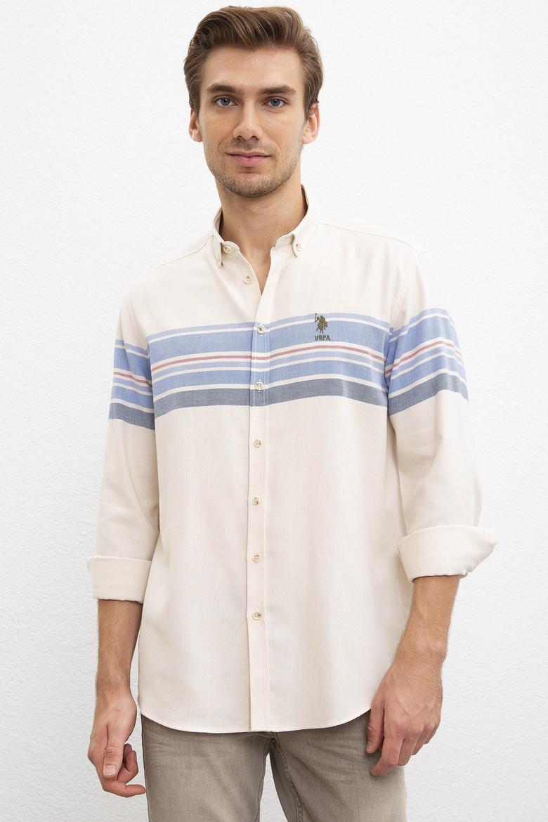 Erkek Ekru Gömlek Uzunkol