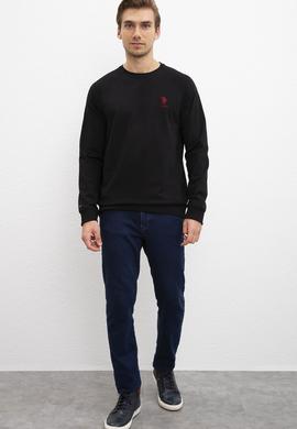 Erkek Siyah Bisiklet Yaka Sweatshirt Basic - 50207317016