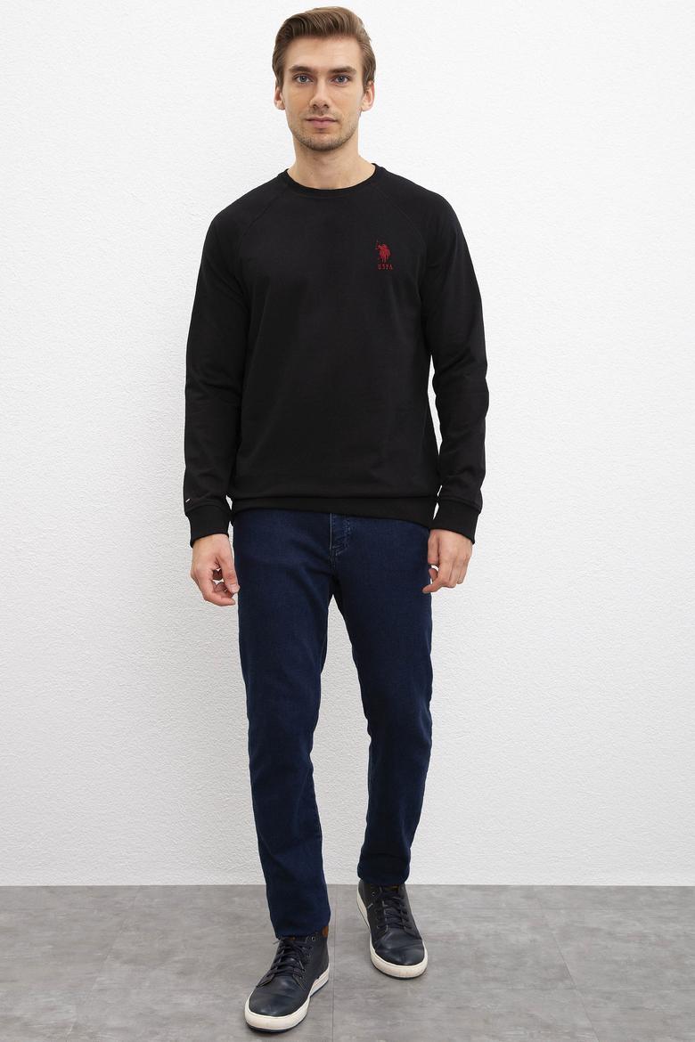Erkek Siyah Bisiklet Yaka Sweatshirt Basic - 50207317016