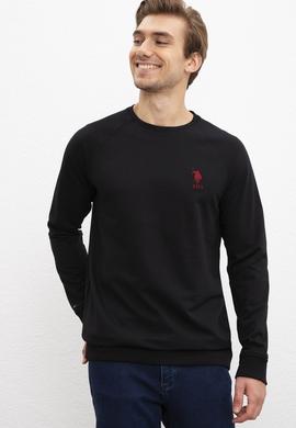 Erkek Siyah Bisiklet Yaka Sweatshirt Basic - 50207317016